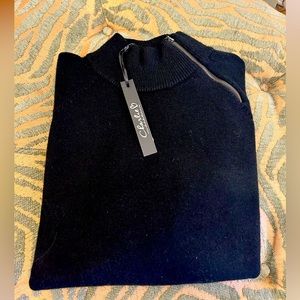 Charlie B Zip Mock Neck Sweater with White Heart